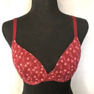 AUDEN burgundy and pink floral bra. Size 34 C.